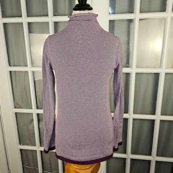 Title Nine Womens‎ Purple Striped Turtleneck Sweater Medium - Picture 1 of 6